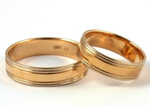 Obrączki złote z białym złotem próba 585 