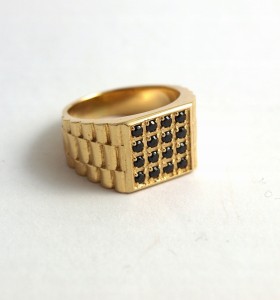 Sygnet męski złoty z cyrkoniami próba 585