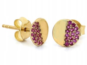 Kolczyki złote okrągłe z cyrkoniami próba 585 