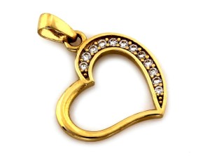 Wisiorek złoty serduszko z cyrkoniami próba 585 