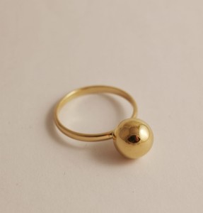 Pierścionek złoty z dużą kulką 10mm próba 585