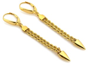 Złote kolczyki wiszące łańcuszki próba 585