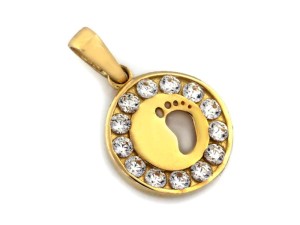 Wisiorek złoty stópka z cyrkoniami próba 585 