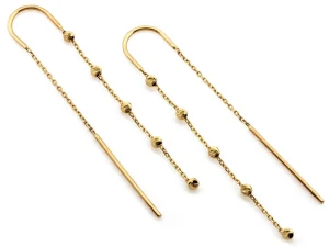 Kolczyki złote przeciągane łańcuszki próba 585 