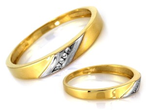 Pierścionek złoty obrączkowy z cyrkoniami próba 585  