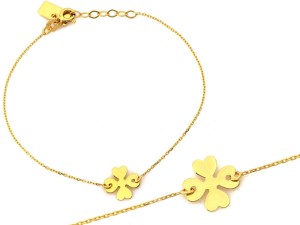 Bransoletka złota celebrytka z koniczynką  próba 585   