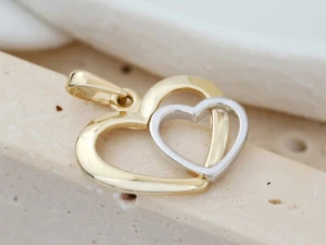 Złoty wisiorek dwa połączone serduszka próba 585 