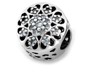 Zawieszka do bransoletki ażurowa z cyrkoniami srebro 925    