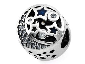 Zawieszka do bransoletki księżyc i gwiazdki  srebro 925         