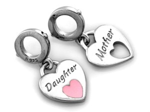 Zawieszka do bransoletki wisząca dla mamy i córki z emalią  srebro 925 