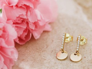 Kolczyki złote wiszące z cyrkoniami próba 585