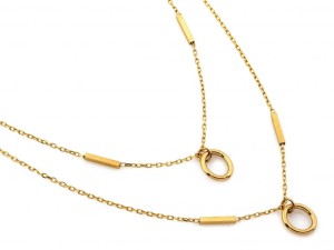 Naszyjnik złoty podwójny  z wisiorkami próba 585 