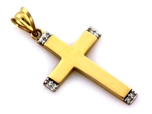 Krzyżyk złoty z cyrkoniami pr 585