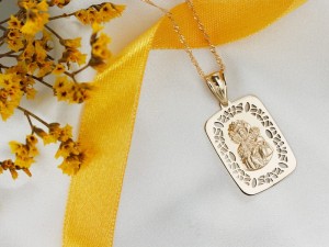 Medalik złoty ażurowa blaszka próba 585 