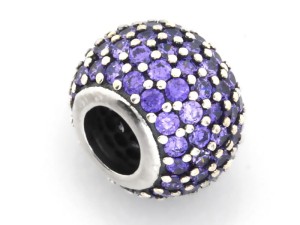 Zawieszka do bransoletki kulka z fioletowymi cyrkoniami srebro 925 