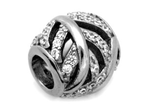 Zawieszka do bransoletki kulka z cyrkoniami  srebro 925   