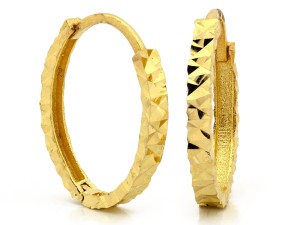 Kolczyki złote owalne z diamentowanym wzorem angielskie zapięcie próba 585  