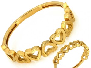 Pierścionek złoty z serduszkami próba 585 