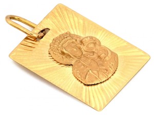 Medalik złoty diamentowana blaszka próba 585  