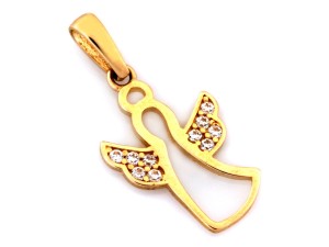 Wisiorek złoty aniołek z cyrkoniami próba 585  