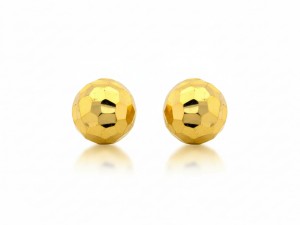 Kolczyki złote diamentowane kulki 6 mm próba 585 