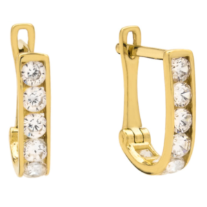 Kolczyki złote z cyrkoniami angielskie zapięcie próba 585 