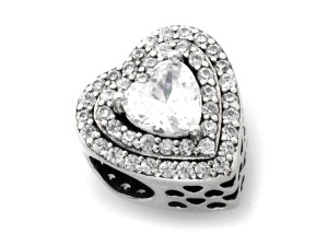 Zawieszka do bransoletki serce cyrkoniami  srebro 925       