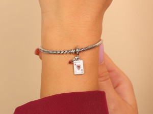 Zawieszka do bransoletki wisząca karta do gry  srebro 925      
