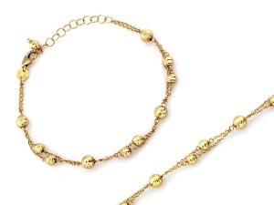 Bransoletka złota z kostkami i kuleczkami  próba 585 