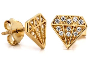Kolczyki złote diamenciki z cyrkoniami próba 585