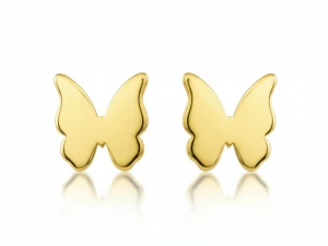 Kolczyki złote motylki bez kamieni próba 585  