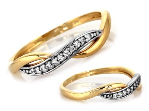 Pierścionek przeplatany z cyrkoniami pr 585