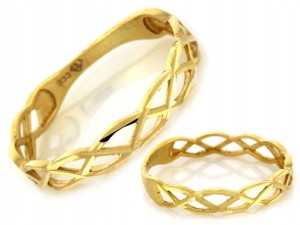 Pierścionek złoty przeplatany pr 585