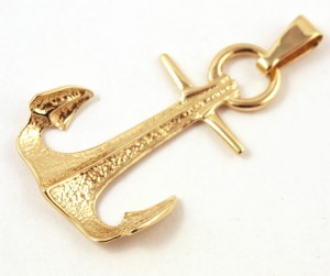 Wisiorek złoty duża kotwica