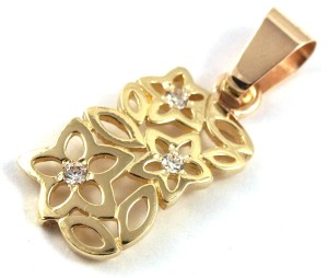 Wisiorek złoty ażurowy kwiatki