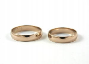 Obrączki półokrągłe białe złoto próba 585