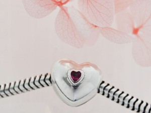 Zawieszka do bransoletki stoper serduszko z cyrkonią srebro 925