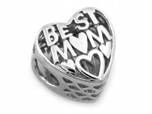 Zawieszka do bransoletki serduszko dla mamy  srebro 925     