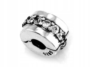 Zawieszka do bransoletki stoper z cyrkoniami srebro 925      