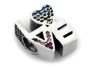 Zawieszka do bransoletki napis LOVE  srebro 925      